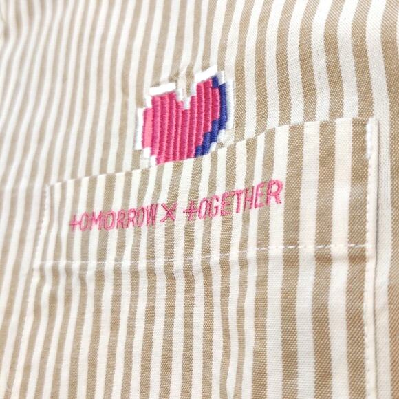 TxT Tomorrow X Together KPop Blue Hour Rare Button Up Striped Shirt Boy Group OS - Picture 5 of 14
